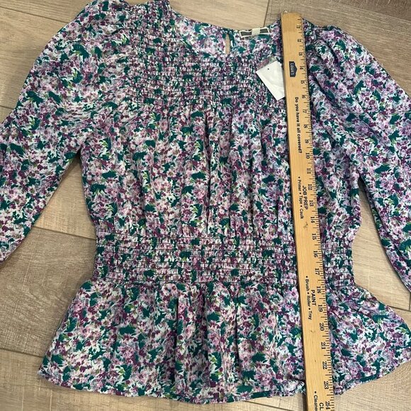 PLEIONE WOMENS MEDIUM FLORAL PURPLE BLOUSE NEW WITH TAG - Picture 5 of 10